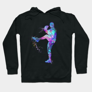 Baseball Pitcher Boy Watercolor Softball Gift Hoodie